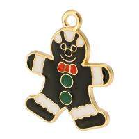 Zinc Alloy Enamel Pendants, Gingerbread Man, gold color plated, Unisex, black Approx 2mm, Approx 