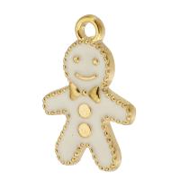 Pendentifs émail, alliage de zinc, Gingerbread Man, Placage de couleur d'or, unisexe, blanc Environ 2mm, Environ Vendu par sac