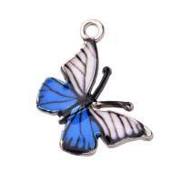 Zinc Alloy Enamel Pendants, Butterfly, silver color plated, DIY 