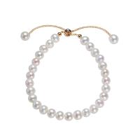 bracelet en laiton de perle d'eau douce cultivée, avec perle d'eau douce cultivée, avec 1.97inch chaînes de rallonge, bijoux de mode & pour femme, 5.5-6mm Environ 6.3 , Vendu par brin
