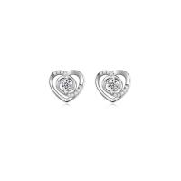 Silver Earring Zircon pavent Sterling, Argent sterling 925, coeur, Placage, pavé de micro zircon & pour femme & creux, plus de couleurs à choisir Vendu par PC