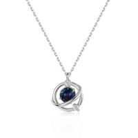 Zircon cubique Micro Pave collier en argent sterling, Argent sterling 925, avec Grès bleu, Placage, pavé de micro zircon & pour femme, plus de couleurs à choisir Environ 17.7 pouce, Vendu par PC