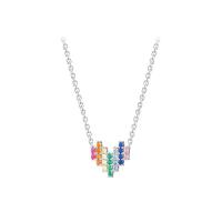 Zircon cubique Micro Pave collier en argent sterling, Argent sterling 925, coeur, Placage, pavé de micro zircon & pour femme, plus de couleurs à choisir Environ 17.7 pouce, Vendu par PC