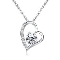 Zircon cubique Micro Pave collier en argent sterling, Argent sterling 925, coeur, Plaqué de platine, pavé de micro zircon & pour femme, plus de couleurs à choisir Environ 17.7 pouce, Vendu par PC