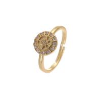 Cubic Zirconia Micro Pave Brass Finger Ring, gold color plated, Adjustable & micro pave cubic zirconia & for woman 