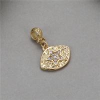 Cubic Zirconia Micro Pave Brass Pendant, gold color plated & micro pave cubic zirconia 