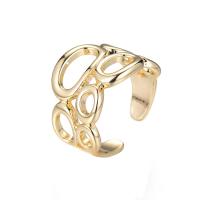 Brass Cuff Finger Ring, gold color plated, Adjustable & micro pave cubic zirconia & for woman 