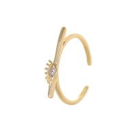 Brass Cuff Finger Ring, gold color plated, Adjustable & micro pave cubic zirconia & for woman 