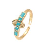 Brass Cuff Finger Ring, gold color plated, Adjustable & for woman & enamel 