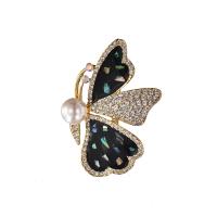 Broche de diamantes de imitación de la aleación de Zinc, con Checo & Perlas plásticas, Mariposa, chapado en color dorado, para mujer & esmalte, más colores para la opción, 30-60mm, 10PCs/Grupo, Vendido por Grupo