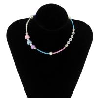 Petite perle en verre de collier 
, Seedbead, avec perle de plastique & alliage de zinc & Acrylique, styles différents pour le choix & avec le motif de lettre & pour femme, Vendu par PC