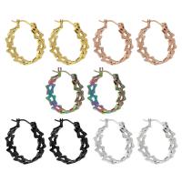 Stainless Steel Hoop Earring, 304 Stainless Steel, Vacuum Ion Plating, fashion jewelry & for woman & hollow 