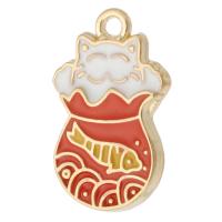 Zinc Alloy Enamel Pendants, Cat, gold color plated, Unisex, red Approx 2mm, Approx 