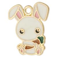 Zinc Alloy Enamel Pendants, Rabbit, gold color plated, Unisex, white Approx 2mm, Approx 