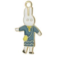 Zinc Alloy Enamel Pendants, Rabbit, gold color plated, Unisex, mixed colors Approx 2mm, Approx 