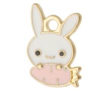 Zinc Alloy Enamel Pendants, Rabbit, gold color plated, Unisex, mixed colors Approx 2mm, Approx 