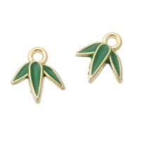 Zinc Alloy Enamel Pendants, Leaf, gold color plated, Unisex, green Approx 1mm, Approx 