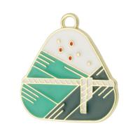 Zinc Alloy Enamel Pendants, Rice Dumpling, gold color plated, Unisex, green Approx 2mm, Approx 