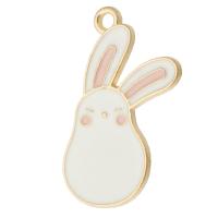 Zinc Alloy Enamel Pendants, Rabbit, gold color plated, Unisex, white Approx 2mm, Approx 