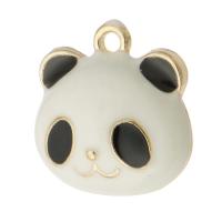 Pendentifs émail, alliage de zinc, panda, Placage de couleur d'or, unisexe, blanc et noir Environ 2mm, Environ Vendu par sac