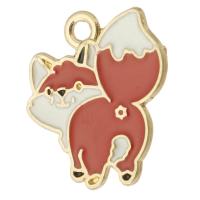 Zinc Alloy Enamel Pendants, Fox, gold color plated, Unisex, red Approx 2mm, Approx 