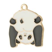 Pendentifs émail, alliage de zinc, panda, Placage de couleur d'or, unisexe, blanc et noir Environ 2mm, Environ Vendu par sac