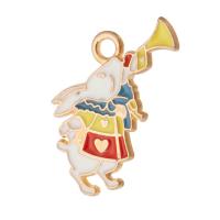 Zinc Alloy Enamel Pendants, Rabbit, gold color plated, Unisex, mixed colors Approx 2mm, Approx 