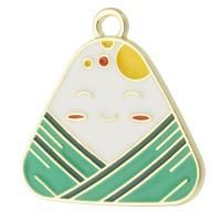 Zinc Alloy Enamel Pendants, Rice Dumpling, gold color plated, Unisex, green Approx 2mm, Approx 