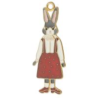 Zinc Alloy Enamel Pendants, Rabbit, gold color plated, Unisex, red Approx 2.5mm, Approx 