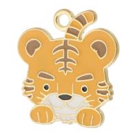 Zinc Alloy Enamel Pendants, Tiger, gold color plated, Unisex, orange Approx 2mm, Approx 