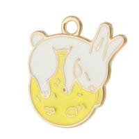 Zinc Alloy Enamel Pendants, Rabbit, gold color plated, Unisex, mixed colors Approx 2mm, Approx 