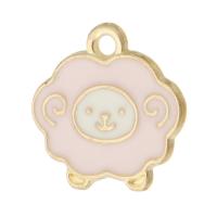 Zinc Alloy Enamel Pendants, Sheep, gold color plated, Unisex, pink Approx 1.5mm, Approx 