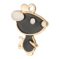 Zinc Alloy Enamel Pendants, Mouse, gold color plated, Unisex, black Approx 2mm, Approx 