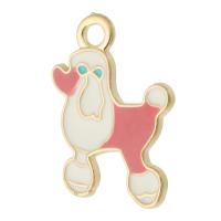 Zinc Alloy Enamel Pendants, Dog, gold color plated, Unisex, pink Approx 2mm, Approx 