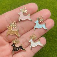 Zinc Alloy Enamel Pendants, Deer, gold color plated, DIY 