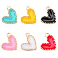 Zinc Alloy Enamel Pendants, Heart, gold color plated, DIY 