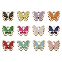 Zinc Alloy Enamel Pendants, Butterfly, gold color plated, DIY 4-5mm 