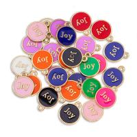 Zinc Alloy Enamel Pendants, Round, gold color plated, DIY mixed colors, 10mm 