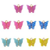 Colgantes de acrílico de la aleación de Zinc , con Acrílico, Mariposa, chapado en color dorado, Bricolaje, más colores para la opción, 5-7mm, 100PCs/Bolsa, Vendido por Bolsa