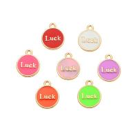 Zinc Alloy Enamel Pendants, Round, gold color plated, DIY 15mm 