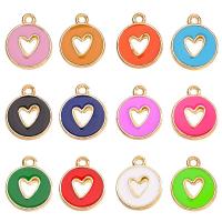 Zinc Alloy Enamel Pendants, Round, gold color plated, DIY 16mm 