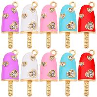 Zinc Alloy Enamel Pendants, Ice Cream, gold color plated, DIY & micro pave cubic zirconia 