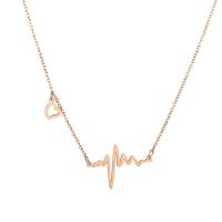 Collier de bijoux de titane, Acier titane, avec 1.97inch chaînes de rallonge, Électrocardiographique, Plaqué de couleur d'or rose, bijoux de mode & pour femme, couleur or rose Environ 17.72 pouce, Vendu par PC