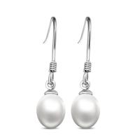 Pendiente de gota de perlas de plata esterlina, plata de ley 925, con Perlas cultivadas de agua dulce, Joyería & para mujer, más colores para la opción, 8-9mm, Vendido por Par