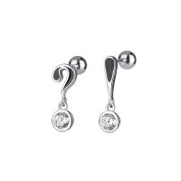 Asymmetric Earrings, 925 Sterling Silver, plated, polished & micro pave cubic zirconia & for woman 14mm,16mm 