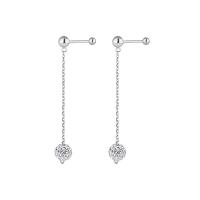 Silver Earring Zircon pavent Sterling, argent sterling 925, Placage, poli & pavé de micro zircon & pour femme, plus de couleurs à choisir, 46mm, Vendu par paire