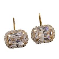 Cubic Zirconia Micro Pave Brass Earring, plated, micro pave cubic zirconia & for woman 