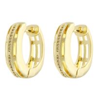 Cubic Zirconia Micro Pave Brass Earring, Round, gold color plated, fashion jewelry & micro pave cubic zirconia & for woman, golden 