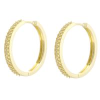 Cubic Zirconia Micro Pave Brass Earring, Round, gold color plated, fashion jewelry & micro pave cubic zirconia & for woman, golden 