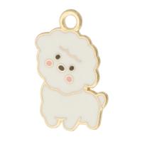 Zinc Alloy Enamel Pendants, Dog, gold color plated, Unisex, white Approx 2mm, Approx 